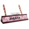 Pink Camo Red Mahogany Nameplates with Business Card Holder - Angle