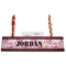 Pink Camo Red Mahogany Nameplates with Business Card Holder - Straight