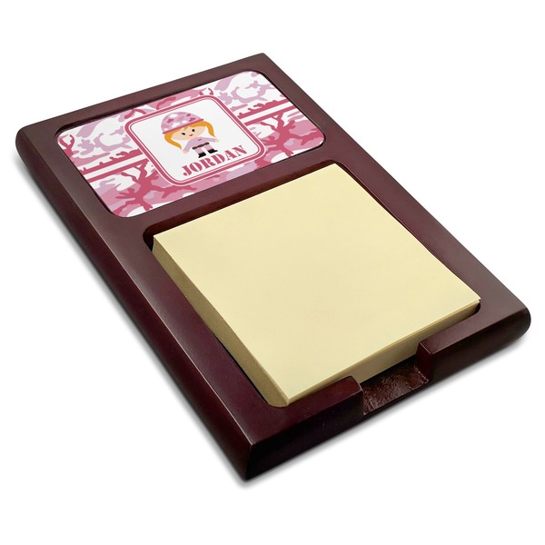 Custom Pink Camo Red Mahogany Sticky Note Holder (Personalized)