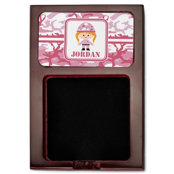 Pink Camo Red Mahogany Sticky Note Holder - Flat