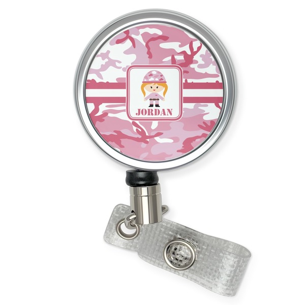 Custom Pink Camo Retractable Badge Reel (Personalized)