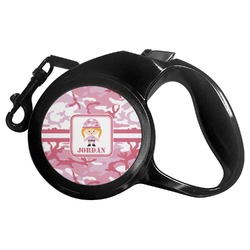 Pink Camo Retractable Dog Leash - Small (Personalized)