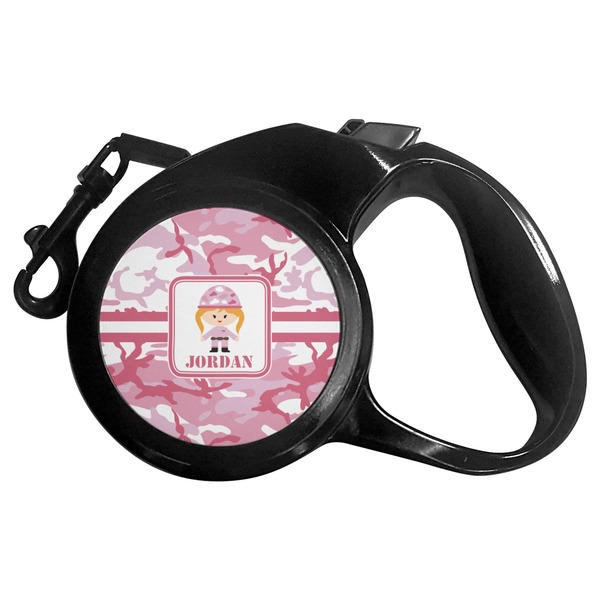 Custom Pink Camo Retractable Dog Leash - Medium (Personalized)