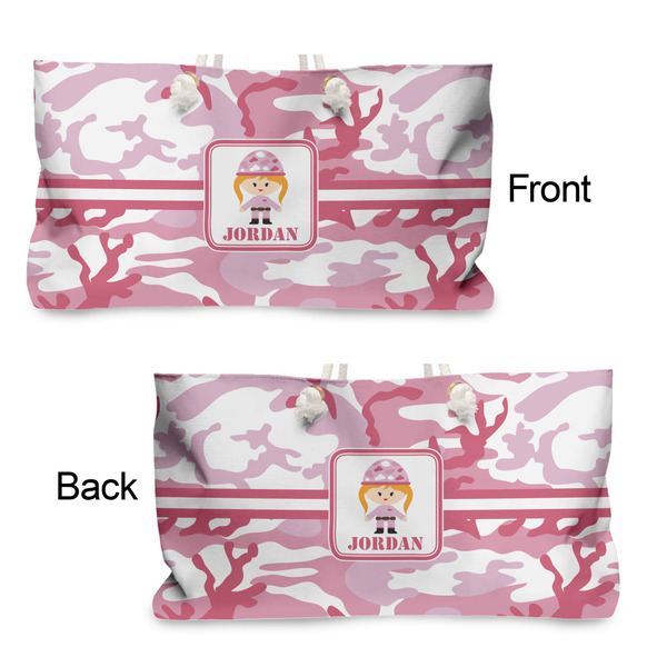 Pink Camo Large Rope Tote - From & Back View