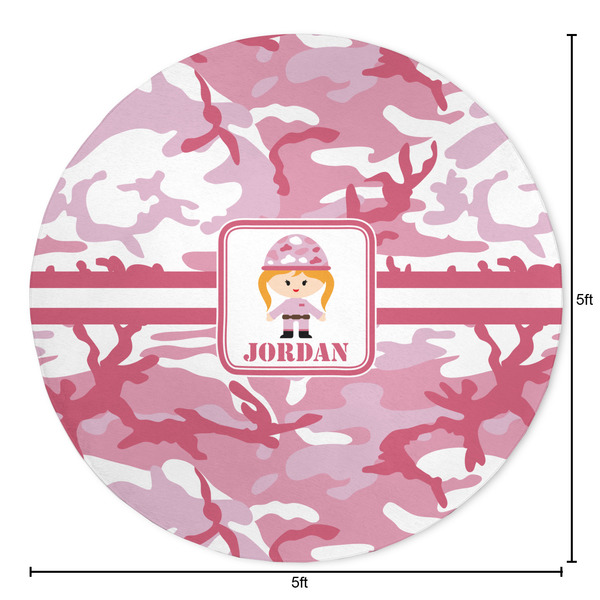 Pink Camo Round Area Rug - Size