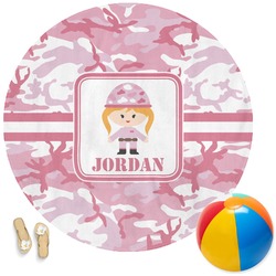 Pink Camo Round Beach Towel (Personalized)