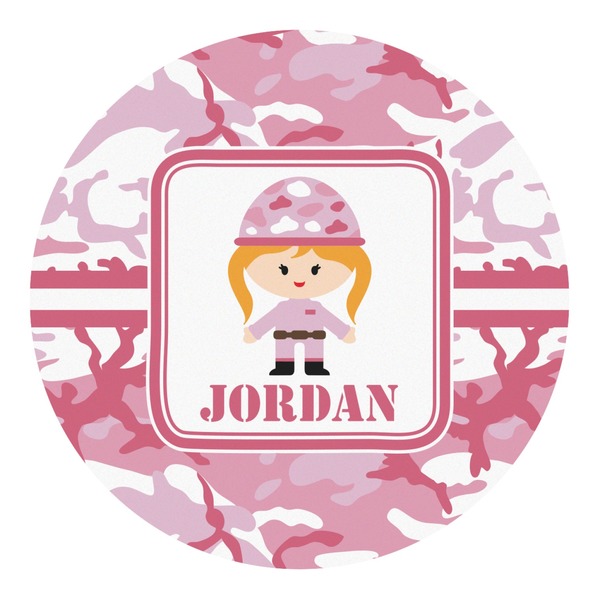 Custom Pink Camo Round Decal (Personalized)