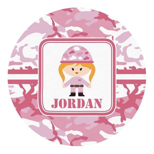 Custom Pink Camo Round Decal - Large (Personalized)