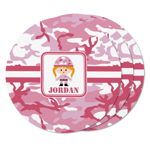 Pink Camo Round Fridge Magnet - THREE