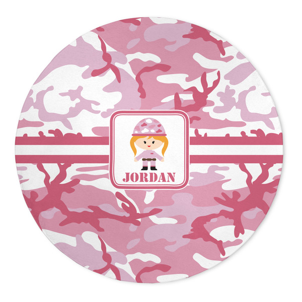 Custom Pink Camo 5' Round Indoor Area Rug (Personalized)