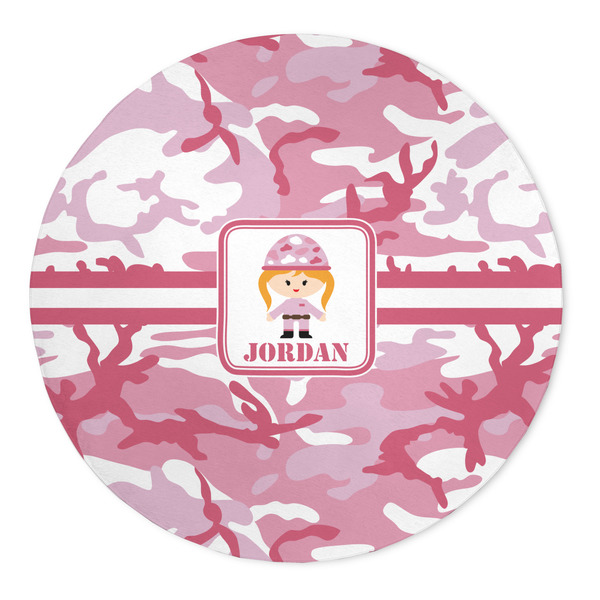 Custom Pink Camo 5' Round Indoor Area Rug (Personalized)