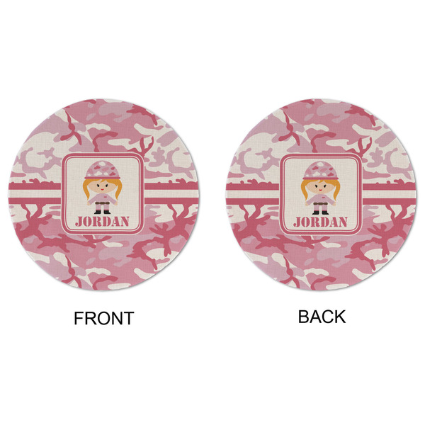 Pink Camo Round Linen Placemats - APPROVAL (double sided)