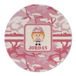 Pink Camo Round Linen Placemat (Personalized)