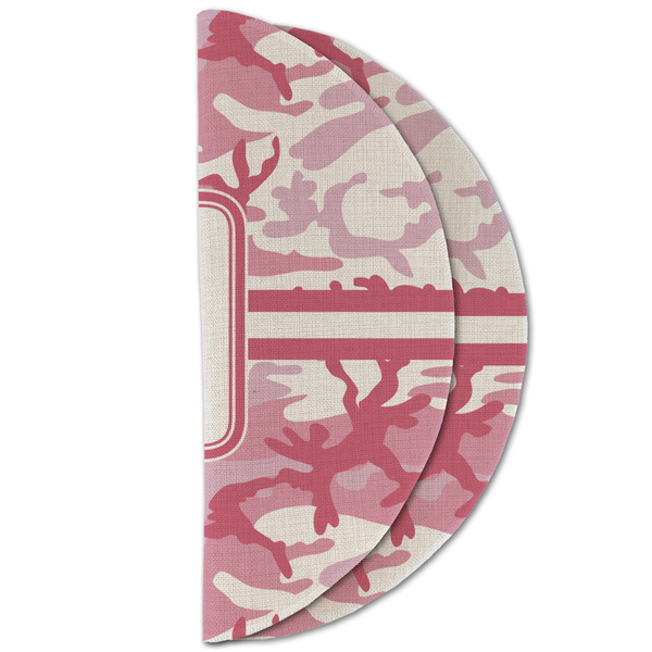 Pink Camo Round Linen Placemats - HALF FOLDED (double sided)