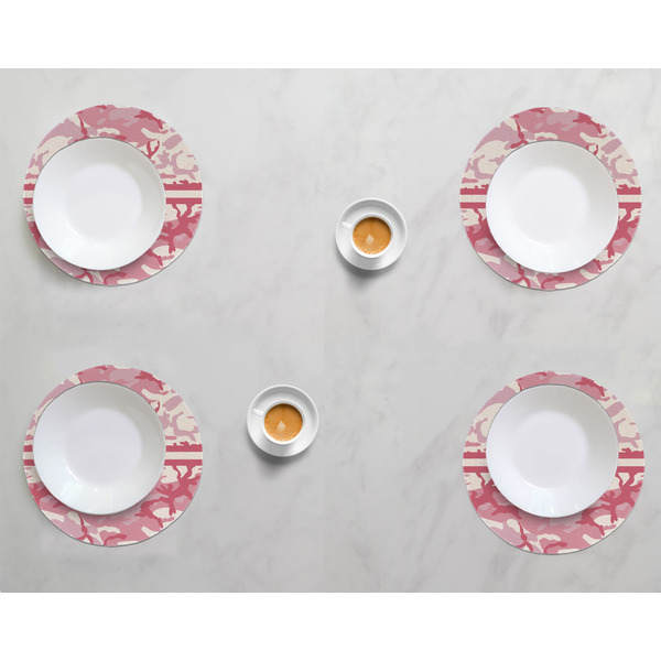 Pink Camo Round Linen Placemats - LIFESTYLE (set of 4)