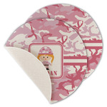 Pink Camo Round Linen Placemat - Single Sided - Set of 4 (Personalized)