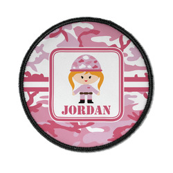 Pink Camo Iron On Round Patch w/ Name or Text