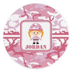 Pink Camo Round Stone Trivet (Personalized)