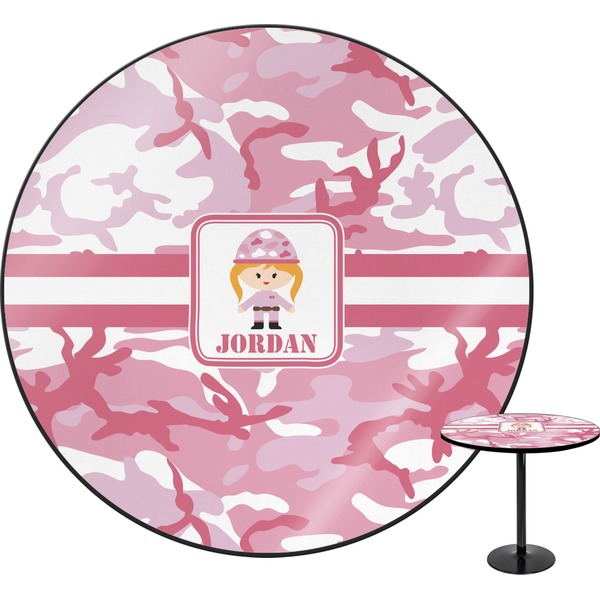 Custom Pink Camo Round Table - 24" (Personalized)
