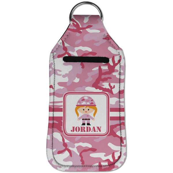 Pink Camo Sanitizer Holder Keychain - Large (Front)