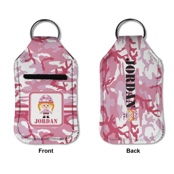 Pink Camo Sanitizer Holder Keychain - Small APPROVAL (Flat)