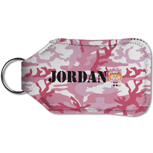 Pink Camo Sanitizer Holder Keychain - Small (Back)