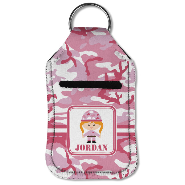 Pink Camo Sanitizer Holder Keychain - Small (Front Flat)