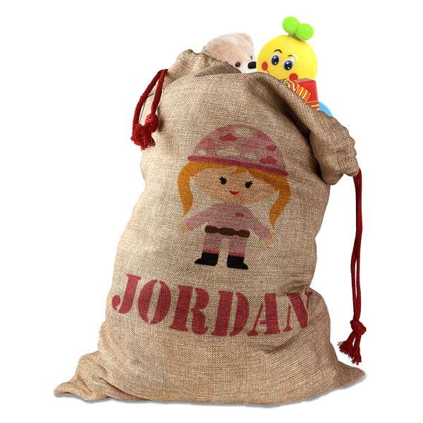 Pink Camo Santa Bag - Front (stuffed w toys) PARENT