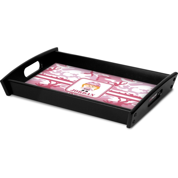 Pink Camo Serving Tray Black - Corner
