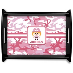 Pink Camo Black Wooden Tray - Large (Personalized)