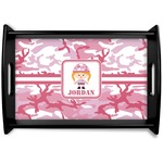 Pink Camo Black Wooden Tray - Small (Personalized)