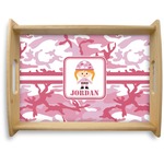 Pink Camo Natural Wooden Tray - Large (Personalized)