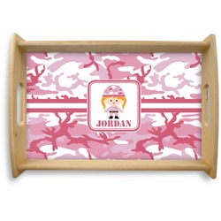 Pink Camo Natural Wooden Tray - Small (Personalized)