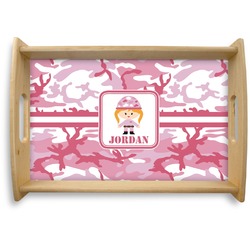 Pink Camo Natural Wooden Tray - Small (Personalized)