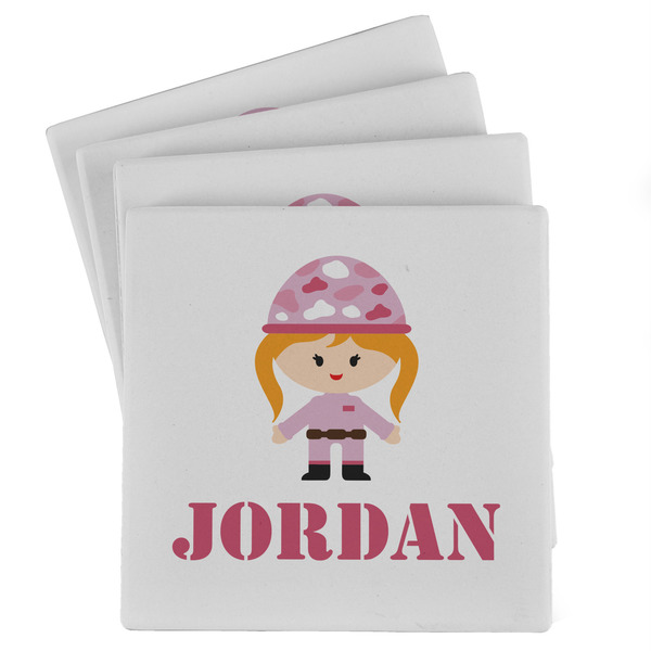 Custom Pink Camo Absorbent Stone Coasters - Set of 4 (Personalized)