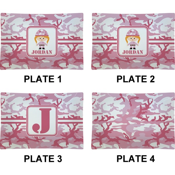 Pink Camo Set of Rectangular Appetizer / Dessert Plates (Approval)