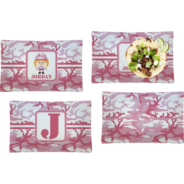 Pink Camo Set of Rectangular Dinner Plates