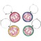 Pink Camo Set of Silver Wine Wine Charms
