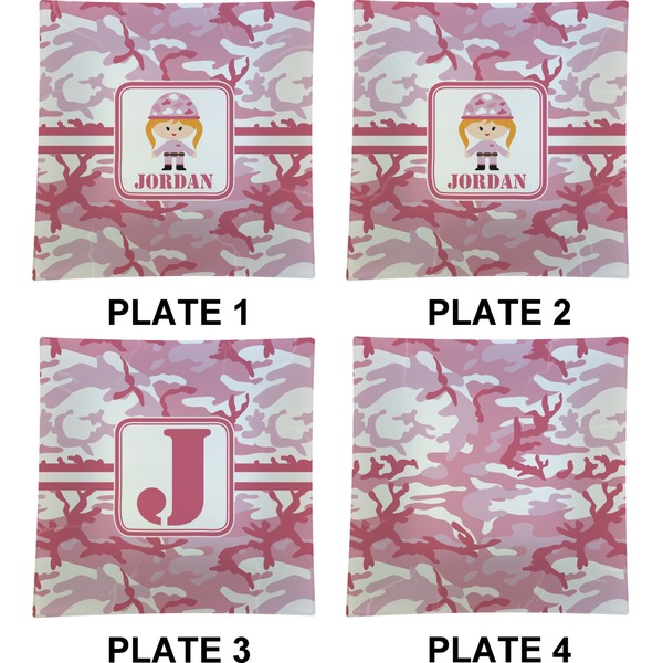 Pink Camo Set of Square Dinner Plates (Approval)