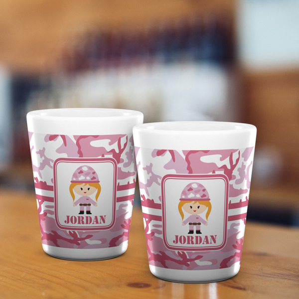 Pink Camo Shot Glass - White - LIFESTYLE