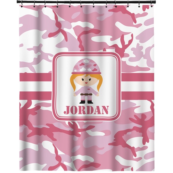 Custom Pink Camo Extra Long Shower Curtain - 70"x84" (Personalized)