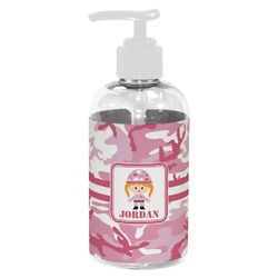 Pink Camo Plastic Soap / Lotion Dispenser (8 oz - Small - White) (Personalized)