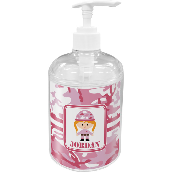 Custom Pink Camo Acrylic Soap & Lotion Bottle (Personalized)