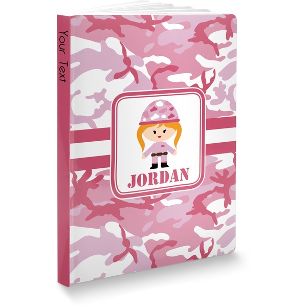 Custom Pink Camo Softbound Notebook - 5.75" x 8" (Personalized)