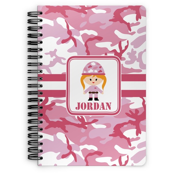 Custom Pink Camo Spiral Notebook - 7x10 w/ Name or Text