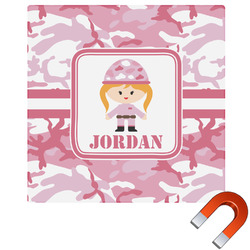 Pink Camo Square Car Magnet - 6" (Personalized)