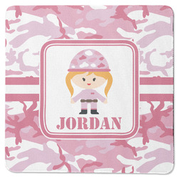 Pink Camo Square Rubber Backed Coaster (Personalized)