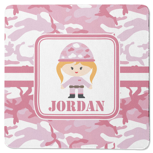 Pink Camo Square Coaster Rubber Back - Single