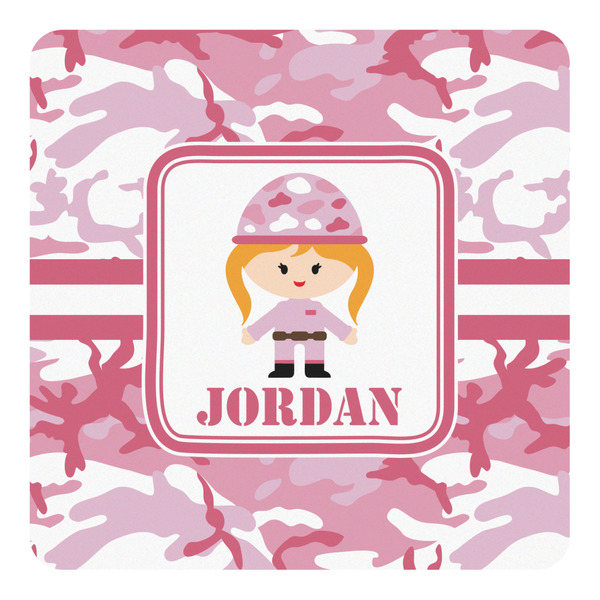 Custom Pink Camo Square Decal - Large (Personalized)