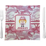 Pink Camo 9.5" Glass Square Lunch / Dinner Plate- Single or Set of 4 (Personalized)